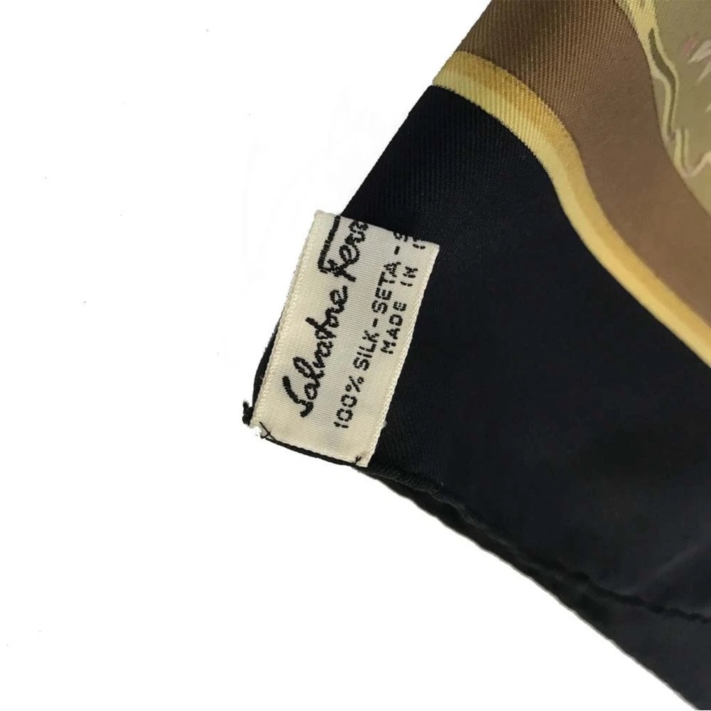 Ferragamo Silk Brown and Black Animal Print Scarf - Picture 7 of 8